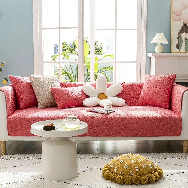 

Универсальная хлопковая стеганая вышитая годовая кольцевая подушка для дивана на четыре сезона, современная простая однотонная тканевая диванная подушка, полотенце 70x70cm 1pcs