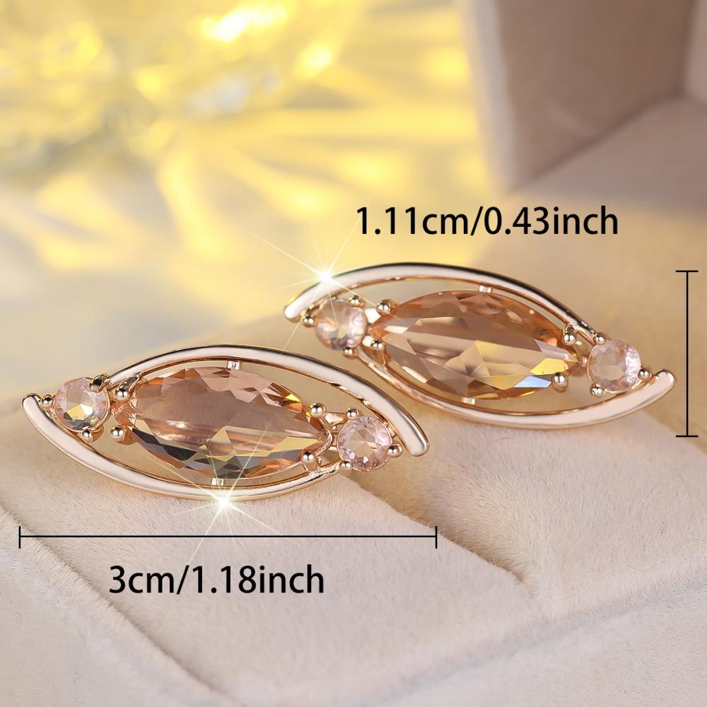 Luxury Marquise Cut Champagne Zircon Drop Earrings for Women Vintage Golden Wedding Jewelry