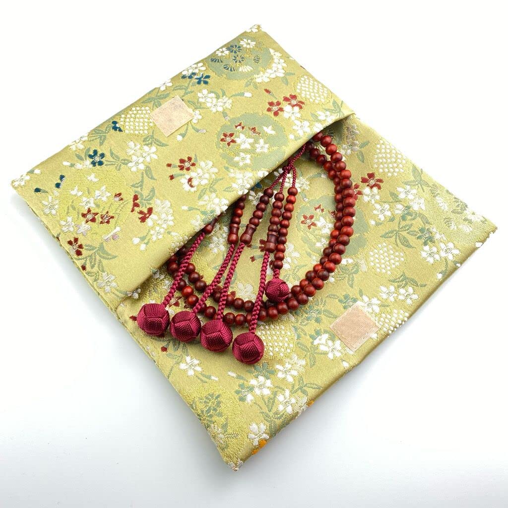 Myorenka Buddhist Prayer Beads for Women, Nichiren Buddhism, 0 Shaku, Red Sandalwood (Mahogany), Wooden Prayer Beads, Medium Size, Includes Prayer