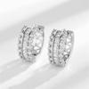 Huitan Silver Color Circle Earrings for Women Crystal Cubic Zirconia Fashion Contracted Design Daily Wearable Statement