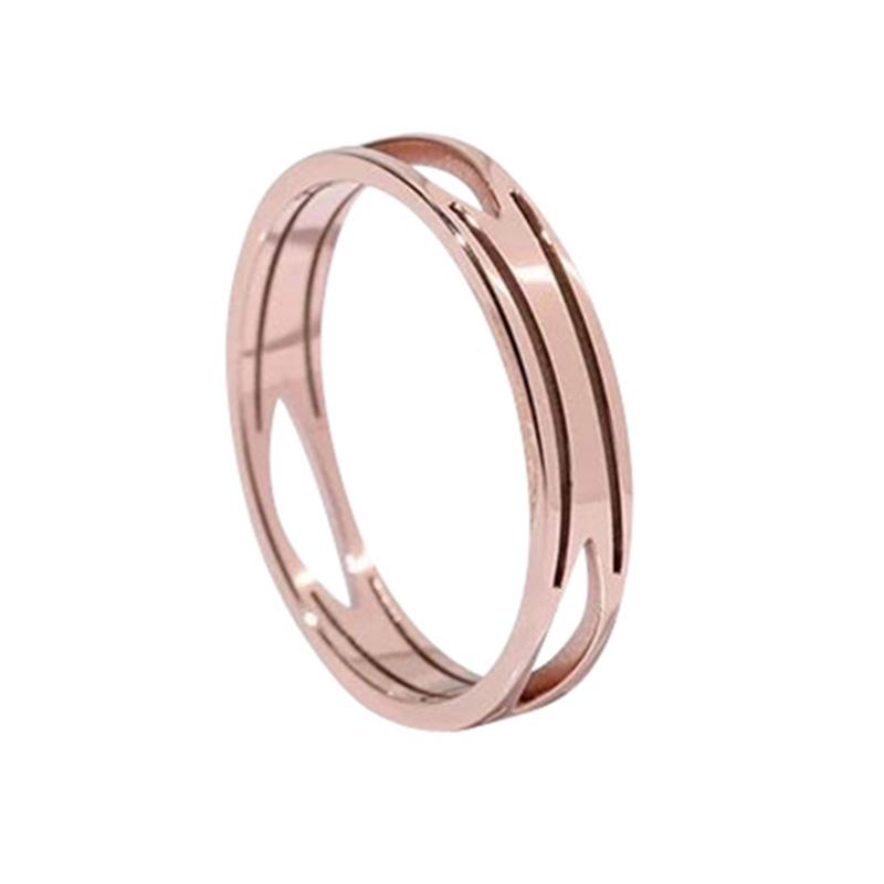Gold-Plated Titanium Steel Hollow Ring for Women - Korean Style Fashion Statement