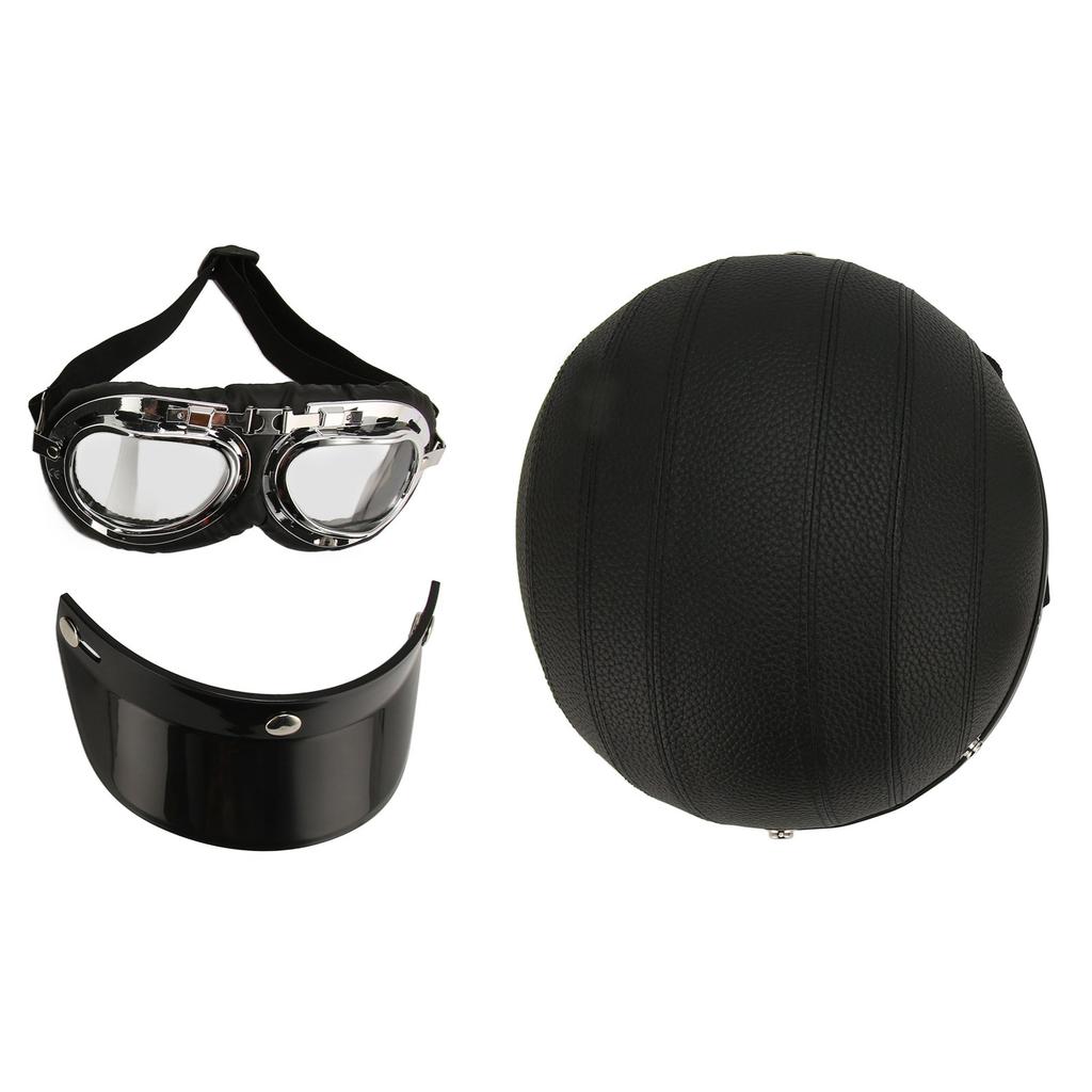 Motorcycle Helmet Cap Black Free Size Outdoor Riding Baseball Helmet Cap with Glossy Glasses for