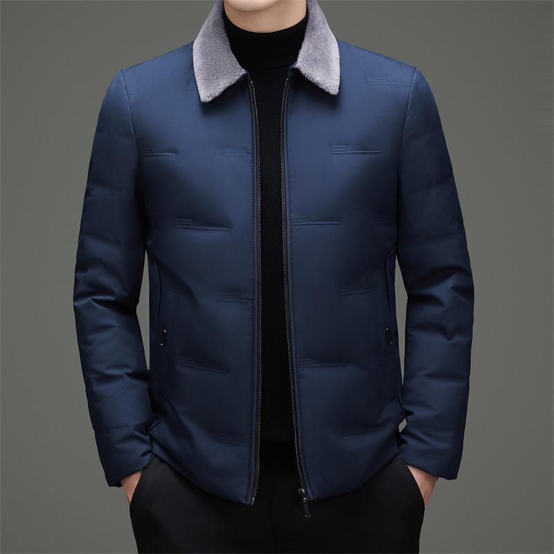 2025 Men's Casual Warm White Duck Down Winter Jacket with Stand Collar