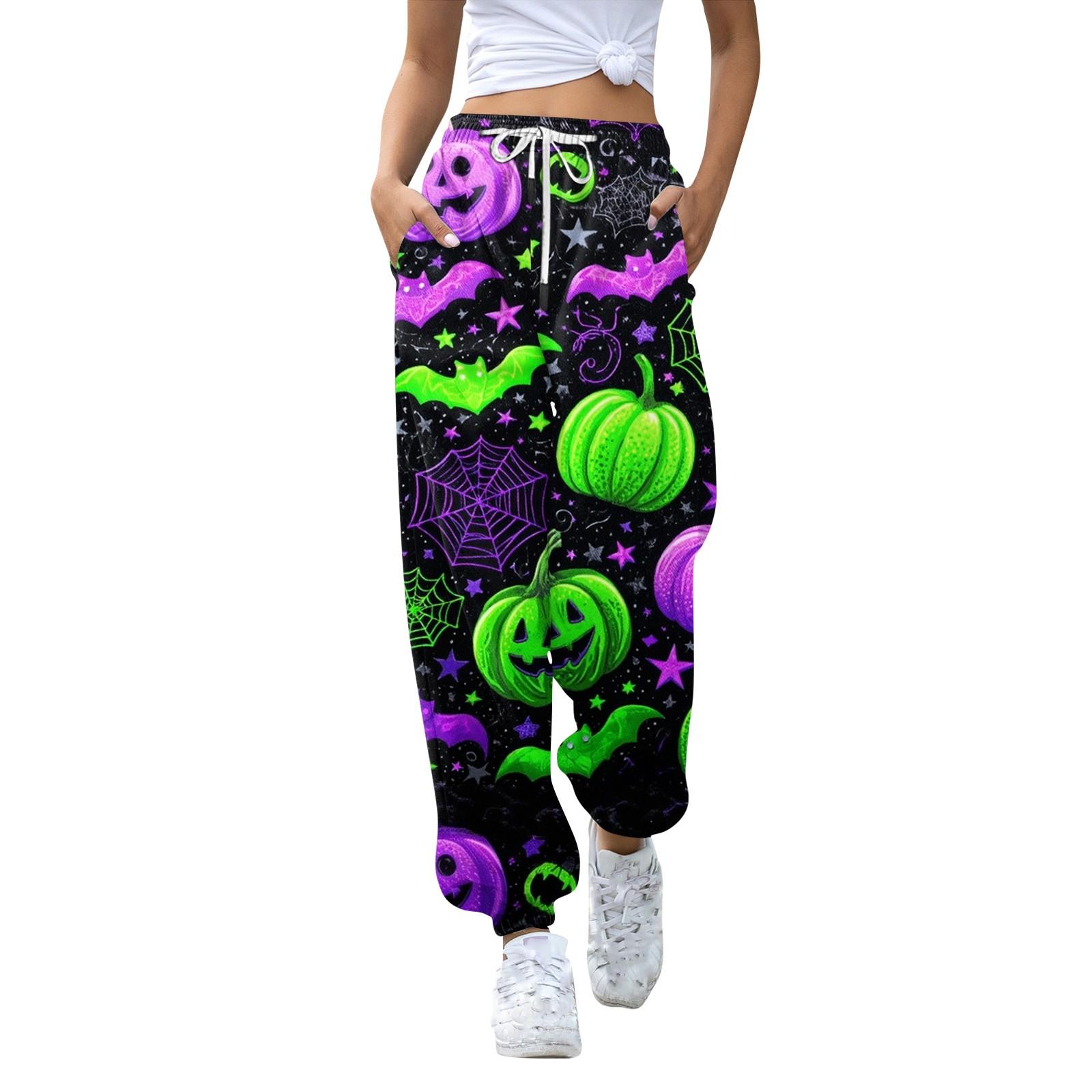 

Женские повседневные модные спортивные штаны с принтом на Хэллоуин, повседневные брюки S зелёный