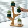 Bamboe opbergrek, succulente bloemenrek, displayrek voor kleine potplanten, geschikt voor kantoren, balkons, vensterbanken, woonkamers