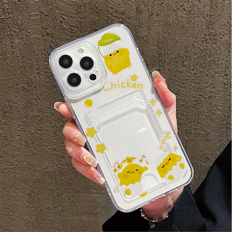 Card Slot Holder Silicone Wallet Pocket Case For iPhone 14 16 17 Xiaomi Redmi Note 13 Reno 12F 13F Samsung S23 S24 S25 Ultra Cover Clear Phone Bumper
