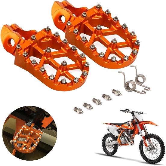 Motorcycle Footpegs Foot Peg Rest Pedals CNC for Dirt Bike 85-450 SX SXF EXC EXCF XC XCF 2016-2023 EC300 EC250F EC350F 21-23 Dirt Bike Orange