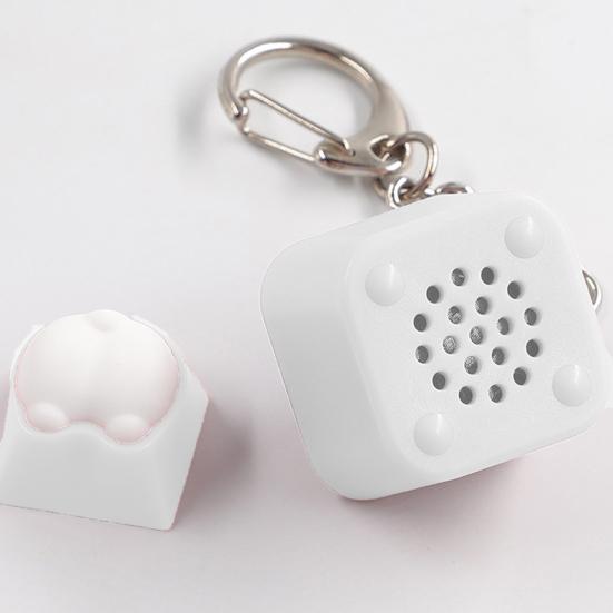 Electric Wooden Fish Keycap Toy with Hanging Buckle RGB Light Up Stress Relief Pink Silicone Butt Cat Paw Decompression Keychain Pendant Kids