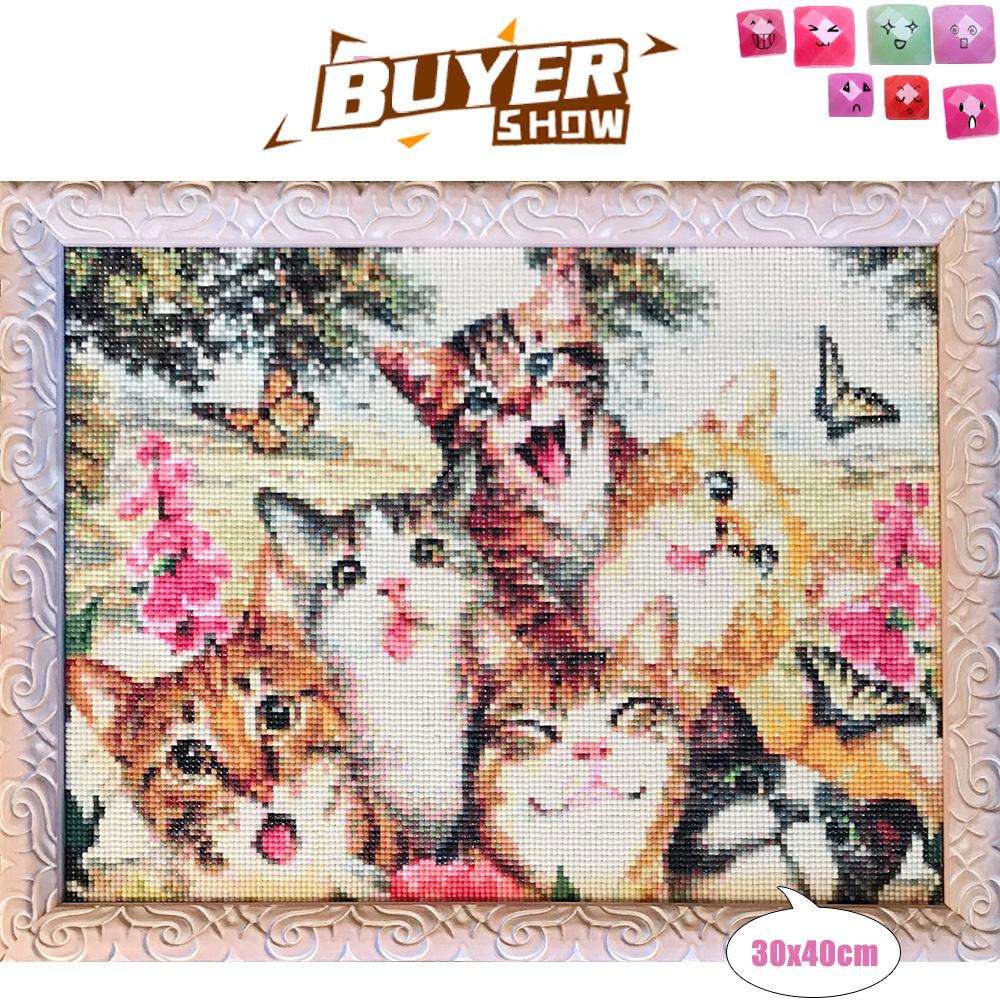 Diamond Mosaic Animal Diamond Painting Cats Diamond Embroidery Cross Stitch Flowers Picture Of Rhinestones Handcraft