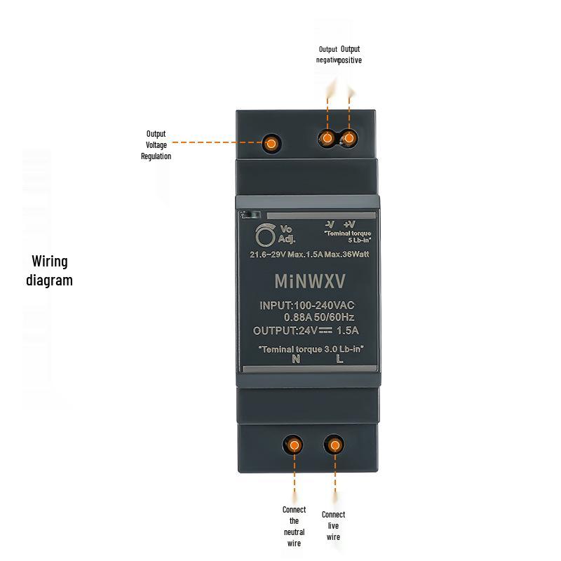 24V Ultra-Thin DIN Rail Mounted Industrial Power Supply with Stabilized Plastic Shell (HDR-30-24V).