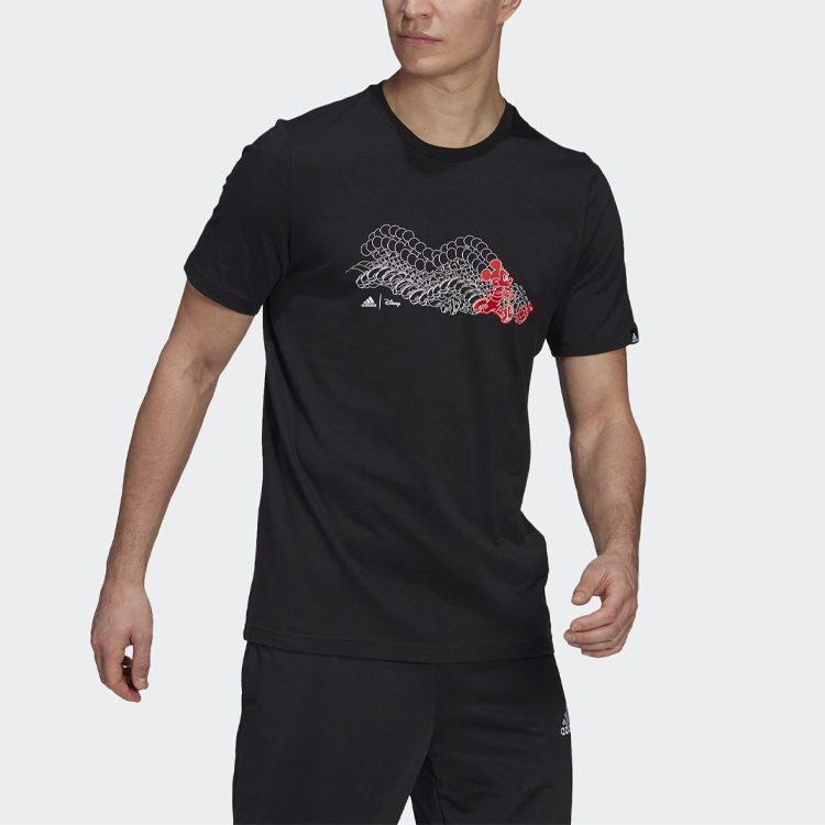Adidas X Disney Collaboration T Shirts Men's Black Crew Neck Moderate Straight Fit GL3204