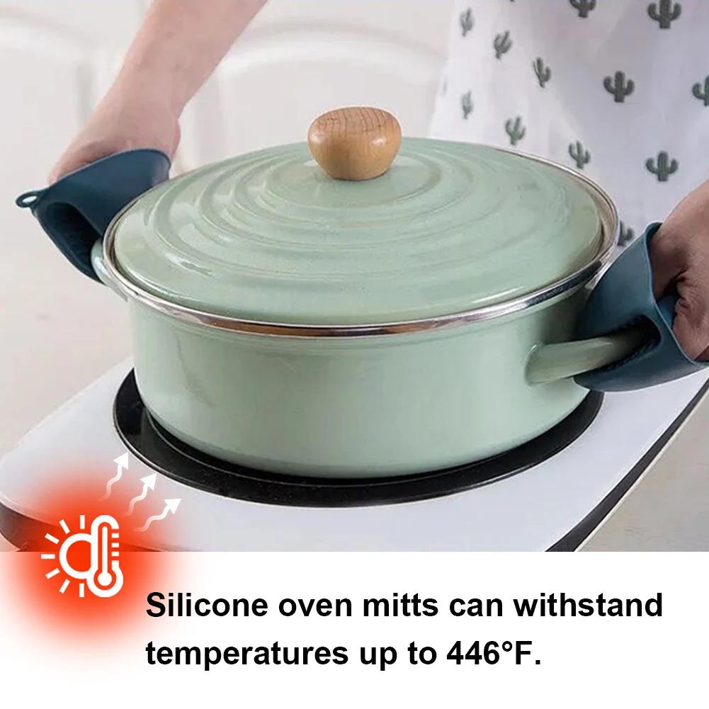 Mini Oven Gloves Silicone Cooking Pinch Grips Oven Mitts Potholder Kitchen Oven Gloves  Rubber Kitchen Cooking Baking