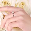 S White Gold-Color Ring Ladies Exquisite Simple Model Four Claws With Solder Glass Diamond Live Mouth Copper Alloy Jewelry
