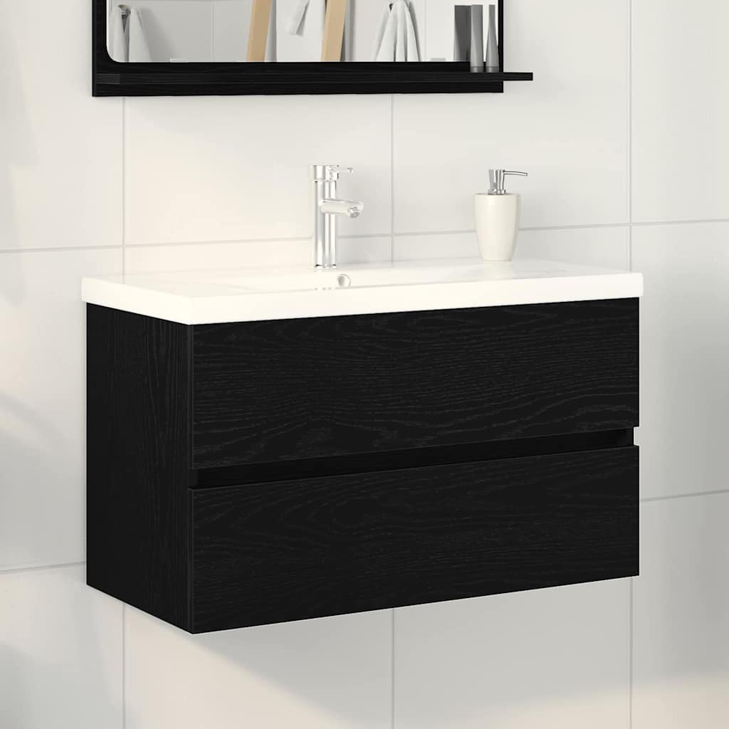 Washbasin Cabinet Black Oak Effect 80 x 39 x 62 cm