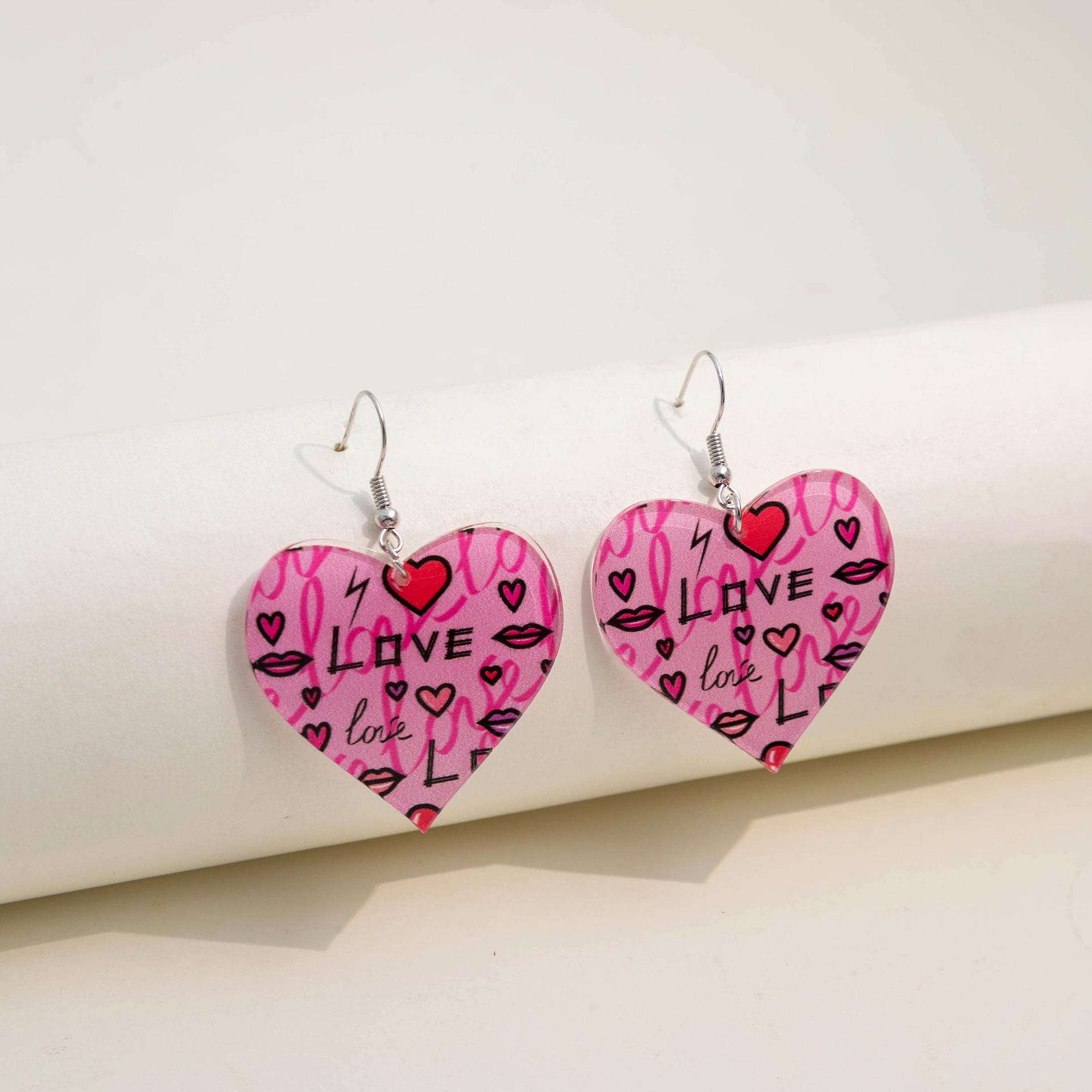 

Романтичные серьги ко Дню святого Валентина Rainbow LOVE: Креативные акриловые серьги-крючки для женщин