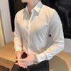 Men's High-End White Satin Long-Sleeve Shirt - Spring & Autumn Fashion