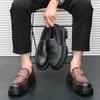 Leather Shoes Men's New Men's Low-top Business Fashion British Style One-pedal Platform Casual Leather Shoes Men