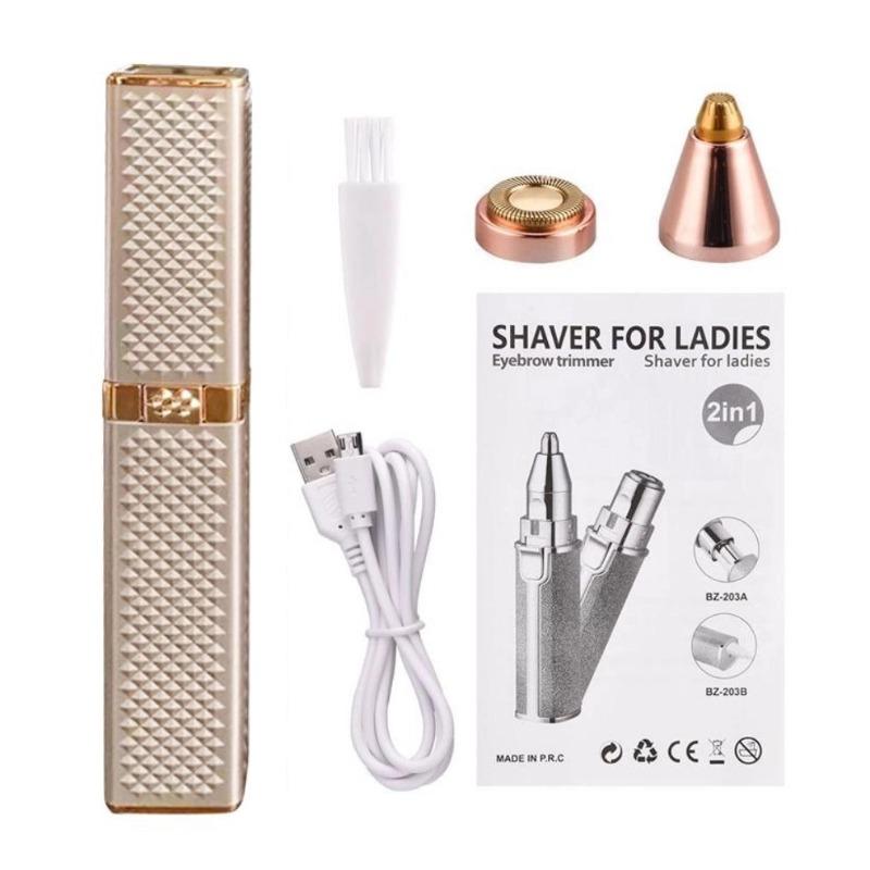 Elektrický zastřihovač obočí 2v1 USB dobíjecí Miniepilátor na odstranění chloupků z těla a obličeje rtěnky pro ženy Barevné hvězdné nebe