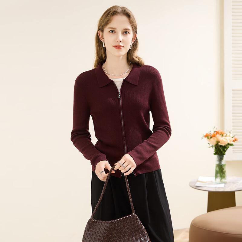 TUHUANG Women s 100% Lambswool Ribbed Cardigan 2XL