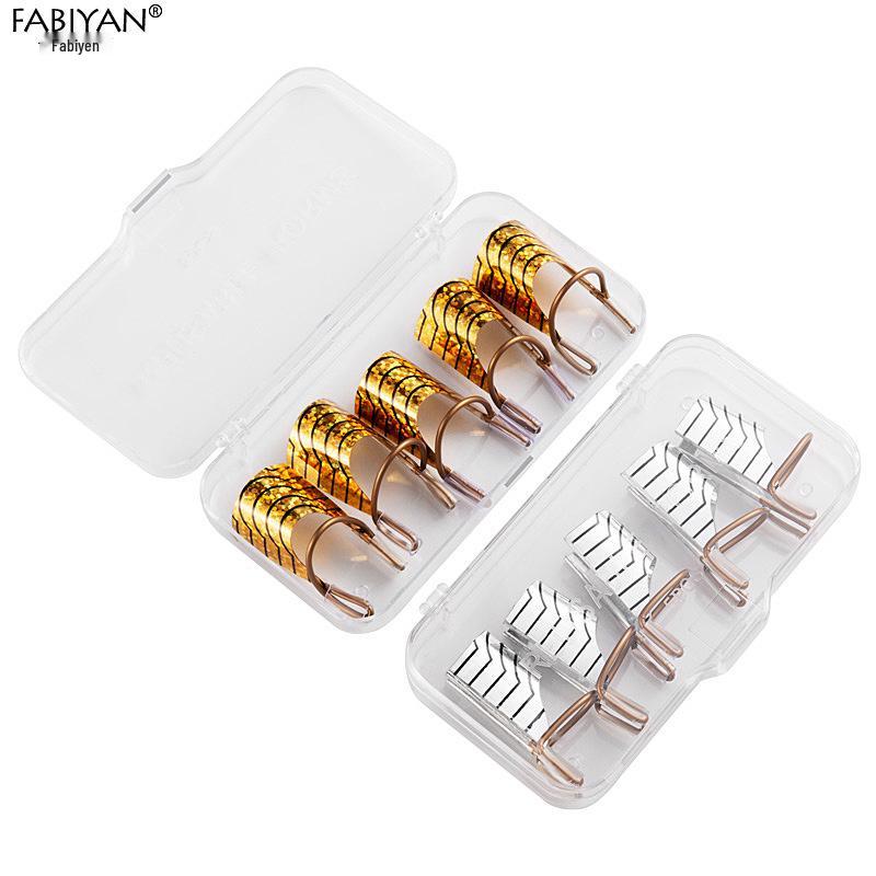 Fabi Yan 5-Piece Nail Extension Forms: Crystal Gel & Metal Aluminum Finger Sleeves.