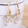 Women's Luxury Cubic Zirconia Dangle Drop Cross Hoop Earrings Banquet Jewelry