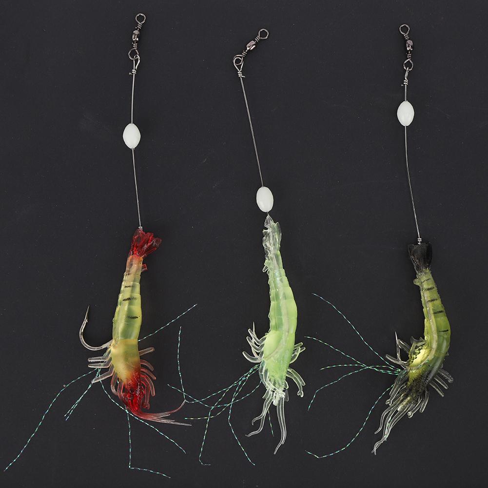 10Pcs Artificial Simulation Shrimp Shape Luminous Soft Fish Lure Bait Fishing Tackle with Hook for Sea Fresh Water