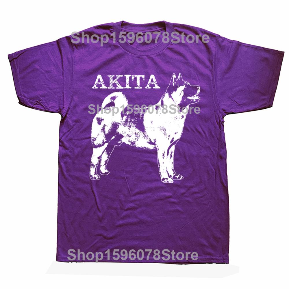 Funny American Akita Dog Graphic T Shirts Men Women Pure Cotton Humor Streetwear Tee Shirt Short Sleeve Unisex Loose Clothing