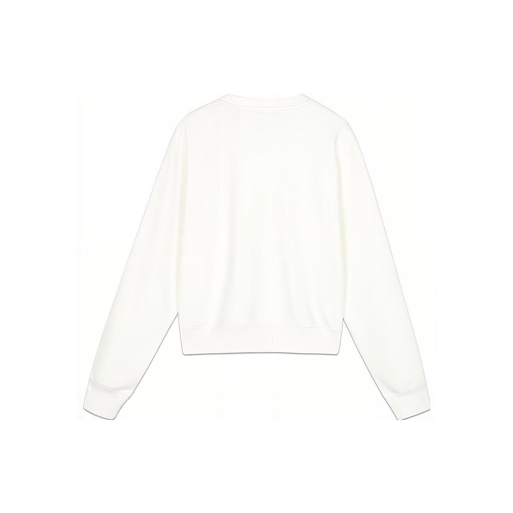 Skechers Yazan Series Printed Letter Round Neck Pullover Sweatshirt Women sweatshirt Cotton-Candy-White L423W139-0074