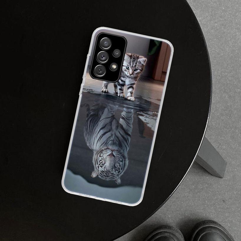 Animal Tiger Cat Phone Case Cover For Samsung Galaxy A12 A22 A32 A52 A72 A02S A51 A50S A31 A20S A10S Note 20 Ultra 10 Plus Galax