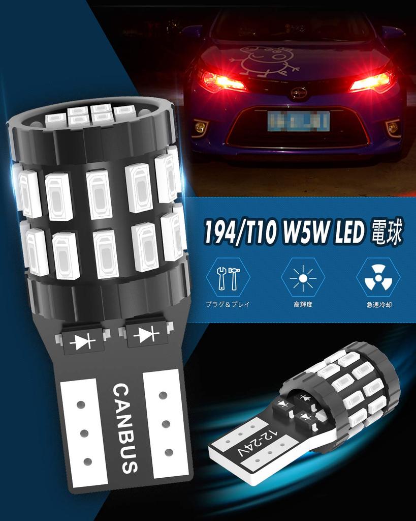 T10 LED Red Explosive 2 LED T10 LED Inspection Compatible with 3014 LED Chips /24V Car Position/License Lamp/License Lamp/Room Lamp