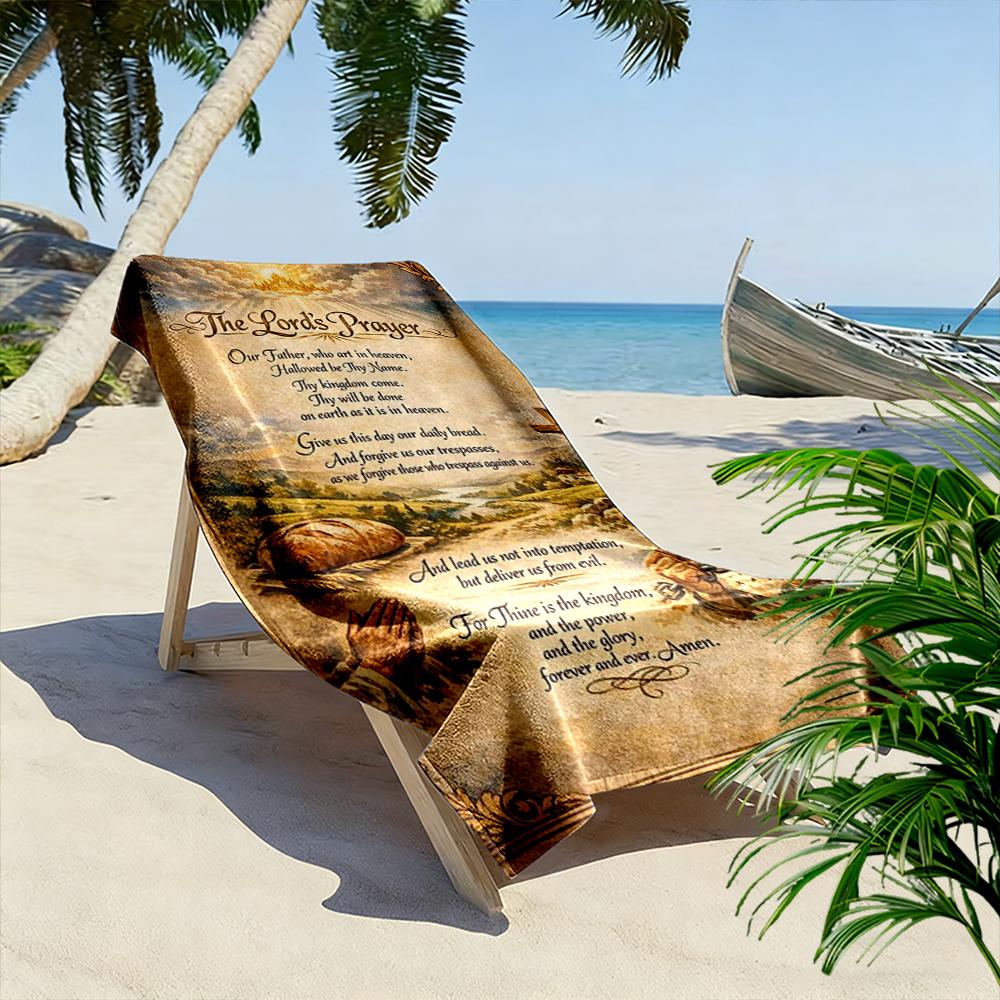 The Lord's Prayer Vintage Design Beach Towel Quick-drying for Travel Outdoor Sports Jogging Beach and Swimming