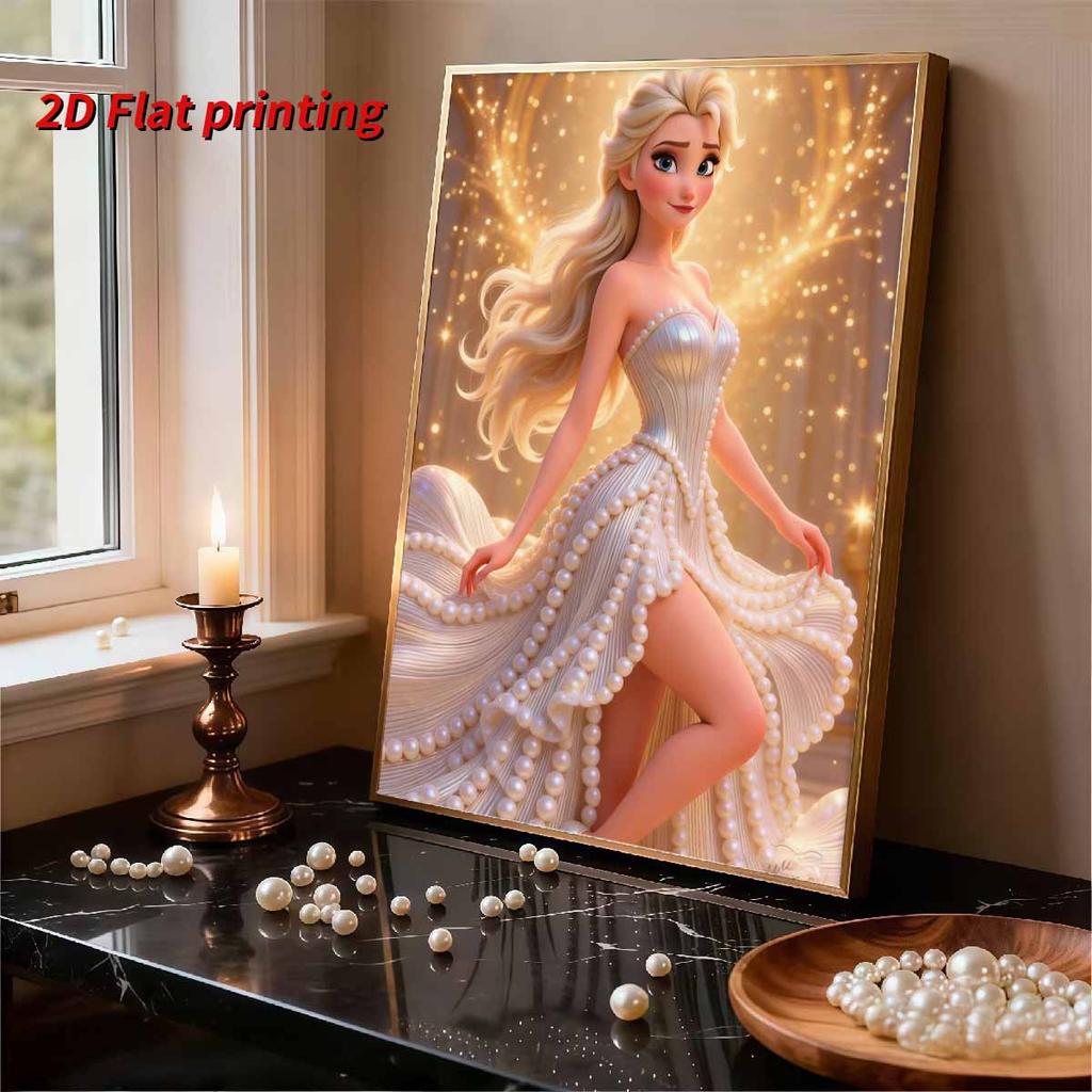 Disney Pearl Painting Princess Elsa Gilt White Dress Creative Art 5D Exquisite Landscape Sparkling Painting Craft Home Wall DecorationDIYHandmadeGift