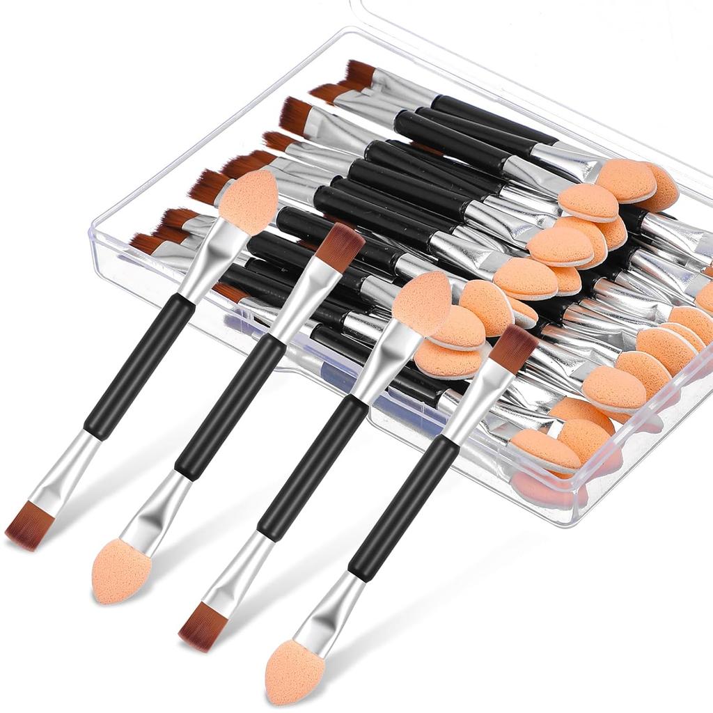 30 Pcs Dual End Eyeshadow Smudge Brush 2 In 1 Eyeshadow Sponge Concealer Brush Double Sided Eye Shadow Applicators Sticks 3 Inch Disposable Eye