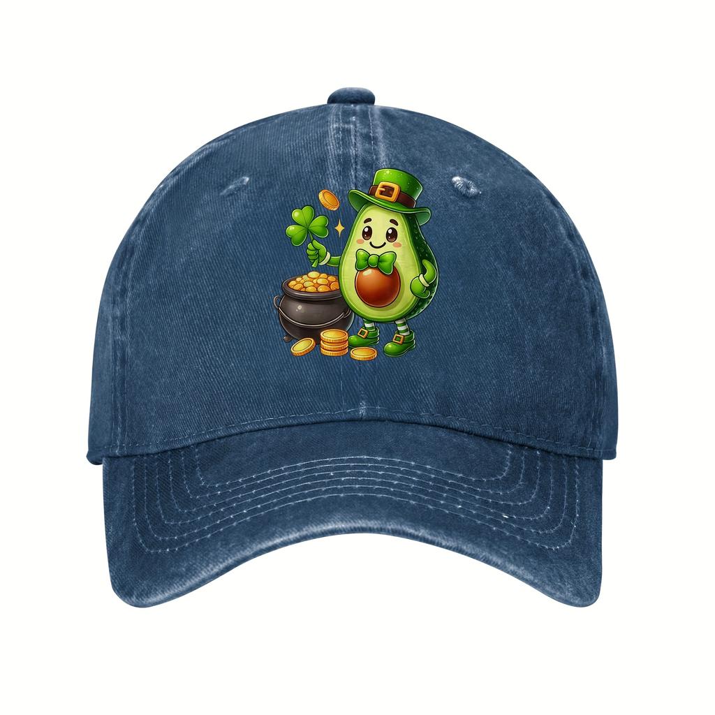 Avocado Leprechaun St Patrick Day Baseball Cap Polyester Casual Print Hat for Unisex Adults