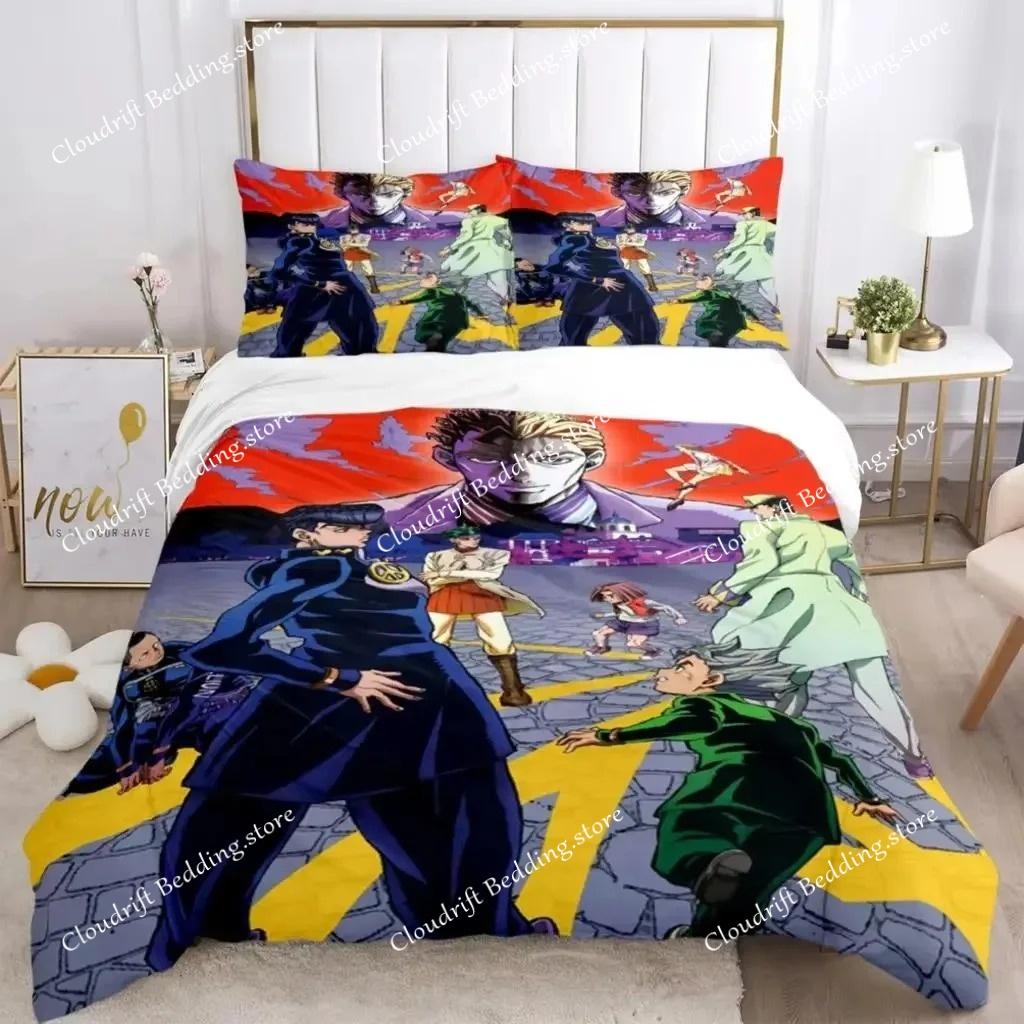 JOJO Anime Print Bedding Set Fashion Article Boys Or Adults For Beds Quilt Covers Pillowcases Bedding Set Gift