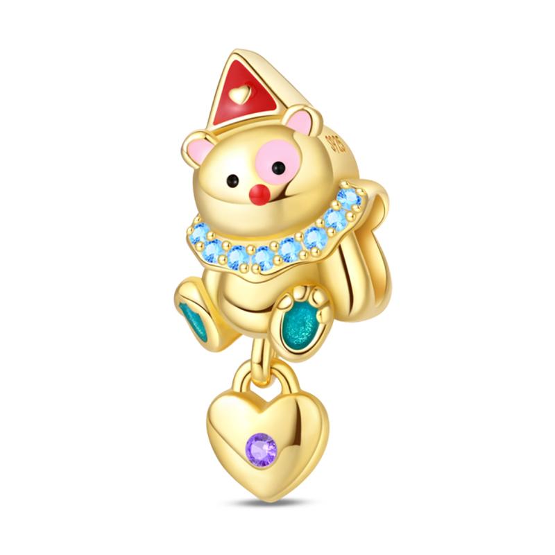 Fun Copper Magic Hat Card Graffiti Amusement Park Circus Charms Beads Fit Pan Original Bracelets Diy Fine Jewelry