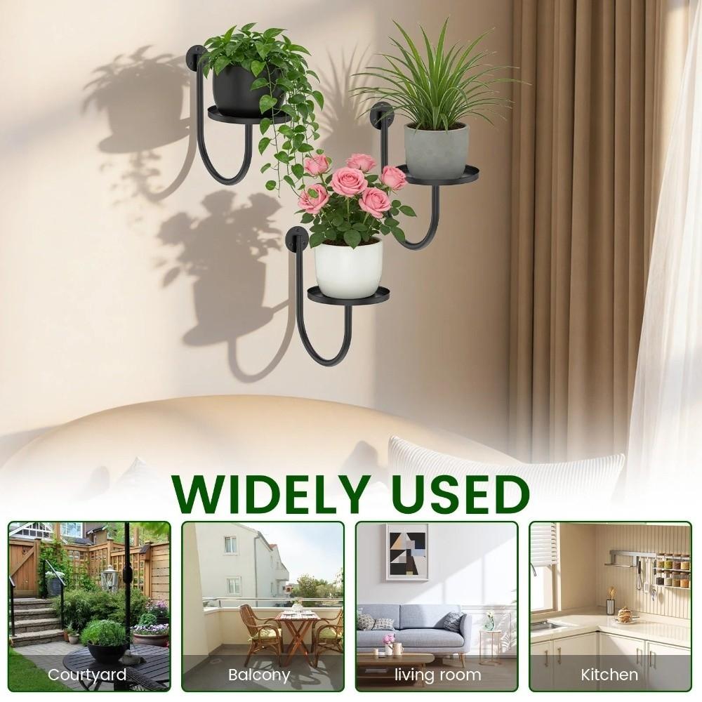 Sturdy Iron Wall Mounted Plant Holder Space Saving Planter Rack Storage Shelf  Office Decor