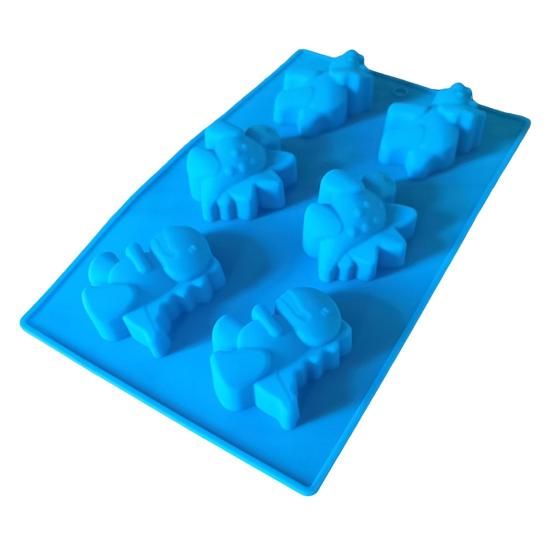 Dinosaur Chocolate Mold 6-Cavity Non Stick Silicone Ice Cube Tray Flexible Jelly Ice Cube Molds High Low Temperature Cheesecake Pudding Molds