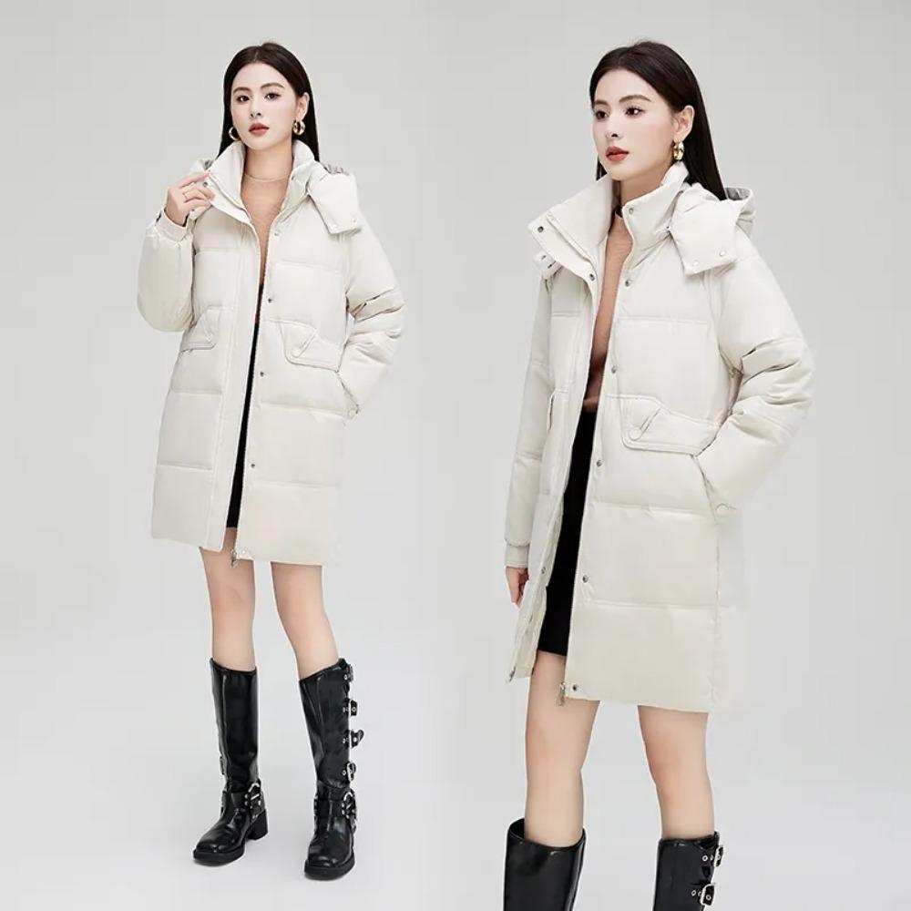Cotton-padded Jacket Women's Mid-length Hooded Korean Winter Jacket Down Cotton-padded Jacket Thickened To Keep Warm