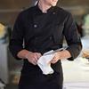 Chef Uniform Stand Collar Double-Breasted Button Design Roll-Up Cuffs Chest Pocket Solid Color Chef Shirt Professional Kitchen Workwear