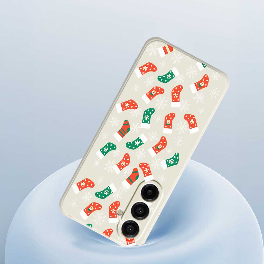 For Samsung Galaxy A17 5G Case Snowflake Socks Pattern Printing Straight Edge TPU Phone Back Cover