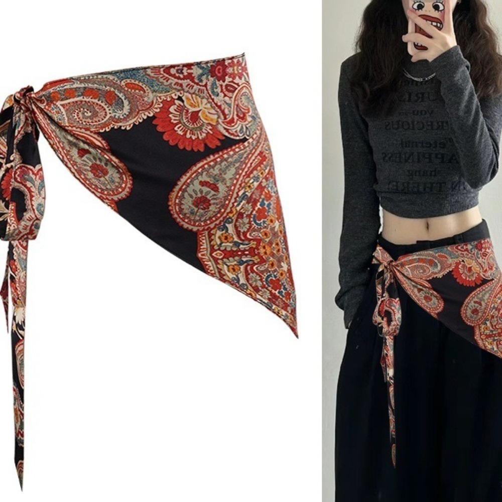 Chinese Style Triangular Waistband Ethnic Style Bohemia Wide Waistband  Dance Costumes Accessory