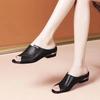 Women's Summer Soft Leather Thick-Heeled Sandals: Open-Toed Outdoor Slippers