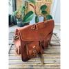 Large Real Goat Leather Vintage Brown Messenger Shoulder Bag  ( Free Sling Brown Bag Size -10 x 13 x 4 in )