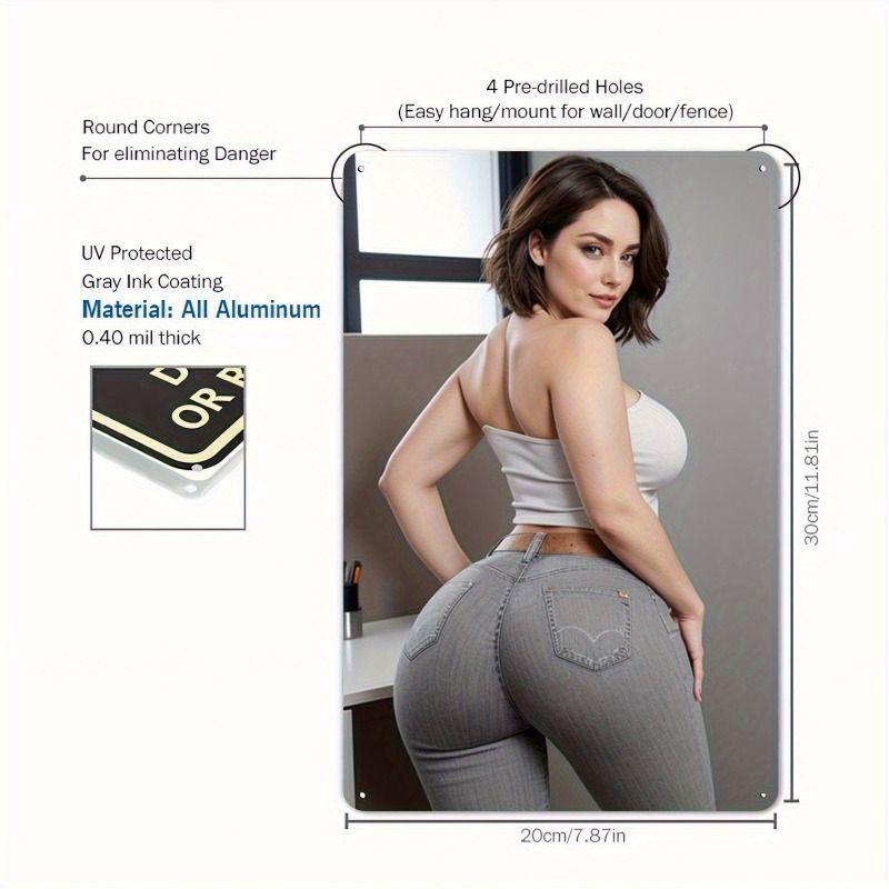 Vintage Metal Sign Art, Sexy Lady Garage Decor, Bar Bedroom Wall Tin Poster