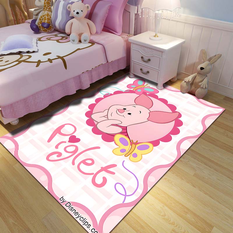 1PC Winnie The Pooh Piglet Printed Carpet Living Room Bedroom Kids Room Large Area Decor Non-slip Floor Mat Kids Play Area Rug