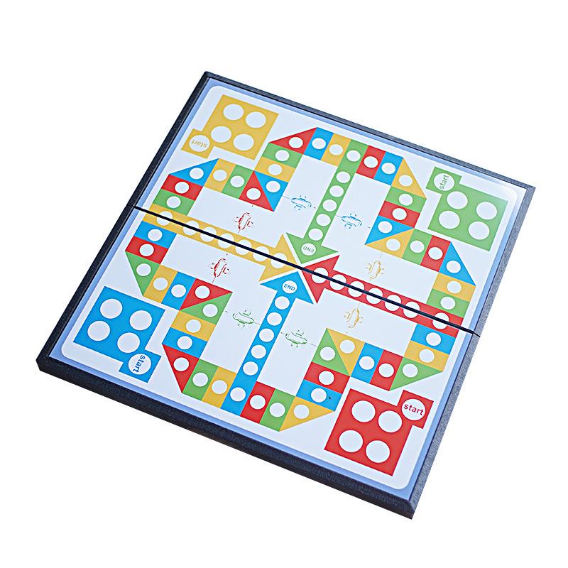 Portable Folding Magnetic Ludo & Gomoku Game Chess Toy
