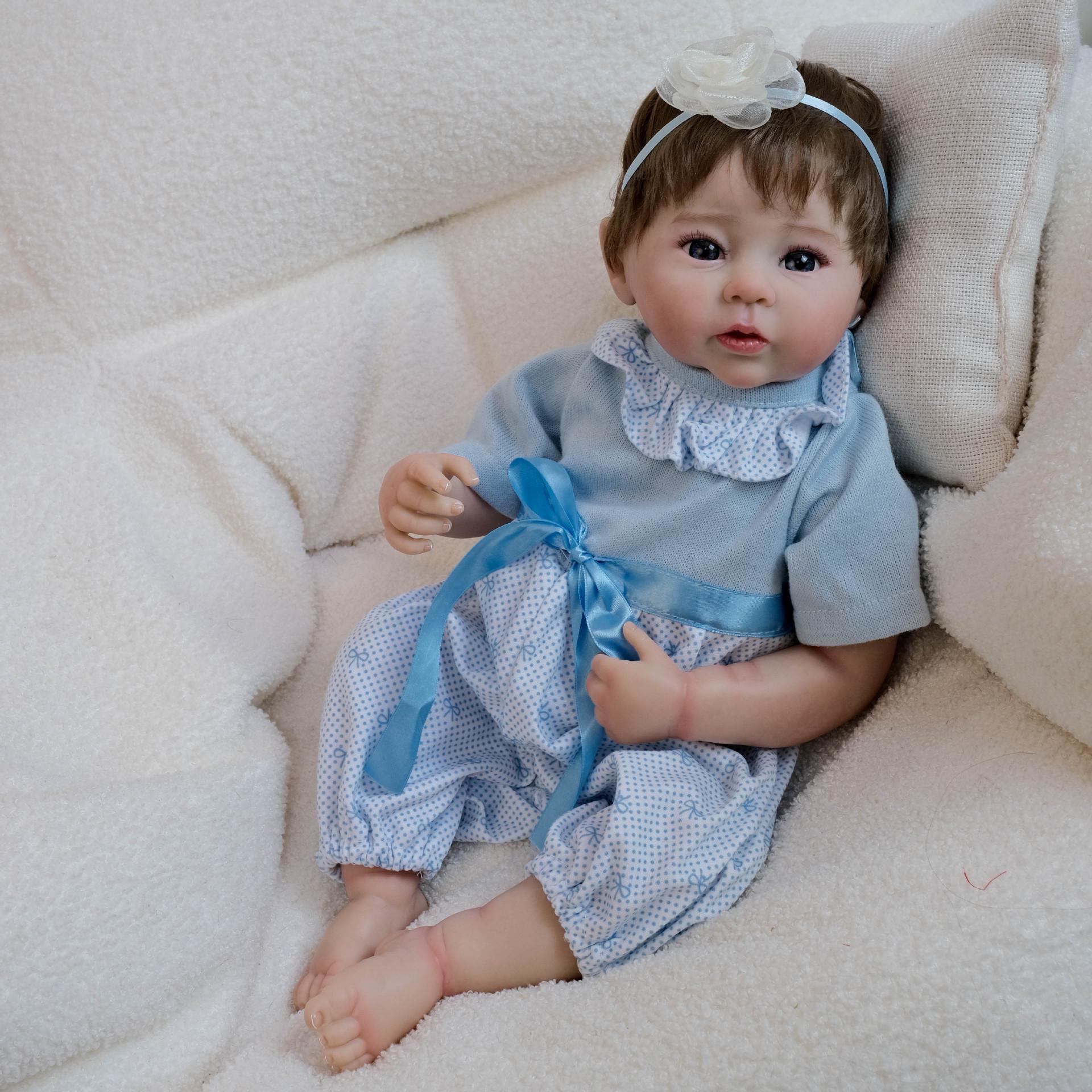 NPK 19  Blue Yarn Bodysuit Reborn Doll  Raven 49cm Full Silicone Version