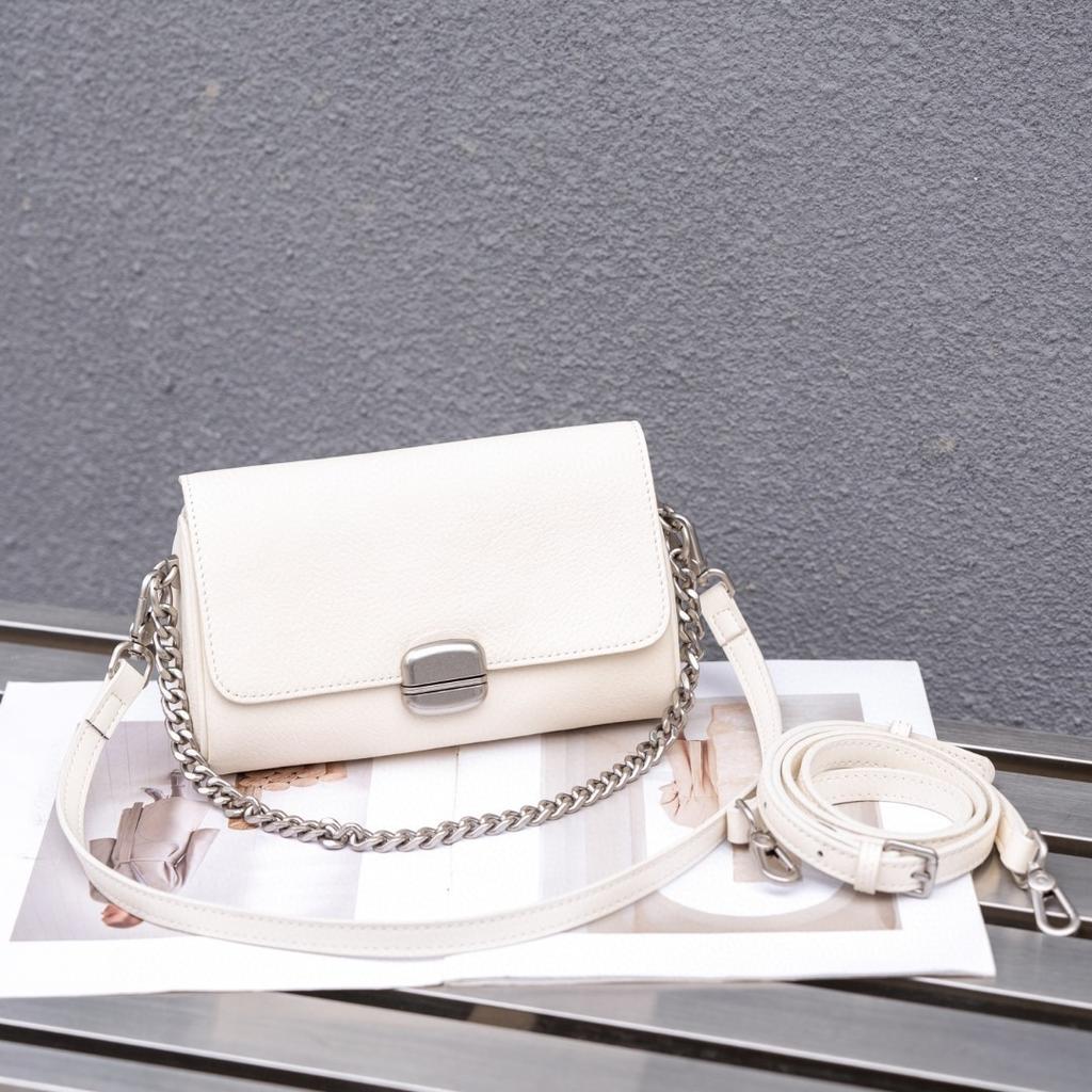 Soft Leather Cylinder Women's Bag Leather Women's Crossbody Bag Commuter Chain Small Bag Single Shoulder Crossbody Niche Mom Bag