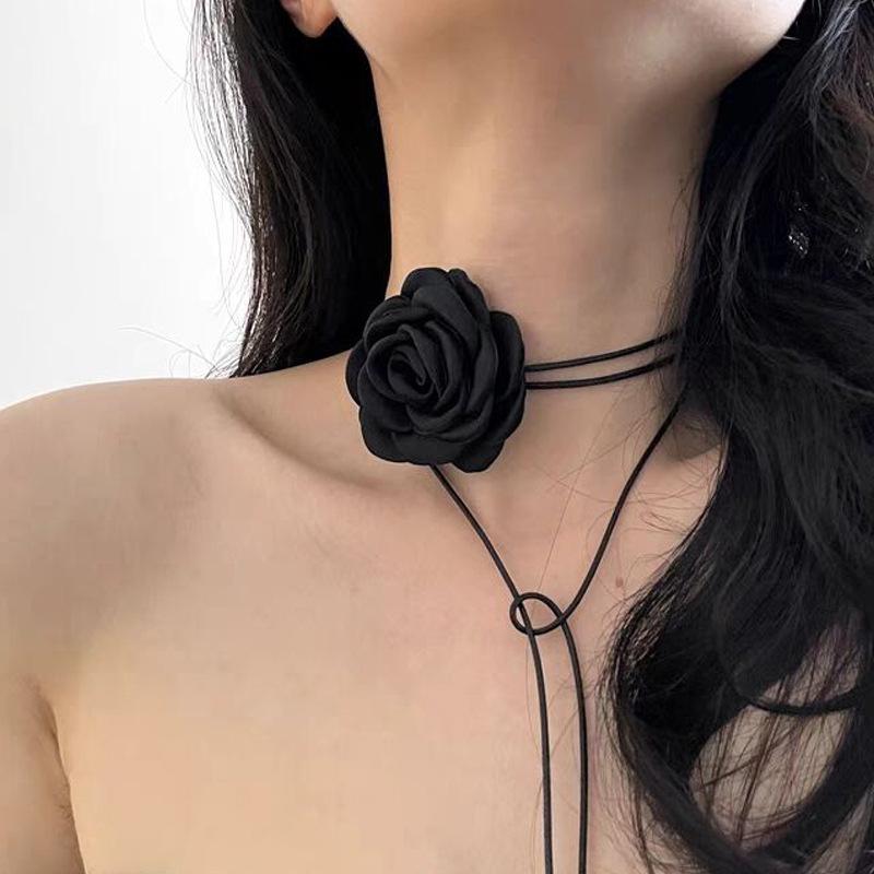 Korean Handmade Fabric Flower Choker Necklace